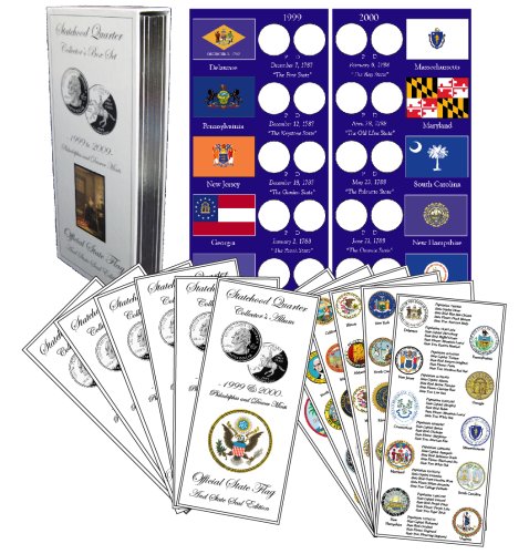 Deluxe State Quarter Album Collectors Box Set Folders (Includes 2009 Washington D.C. and U.S. Territories)