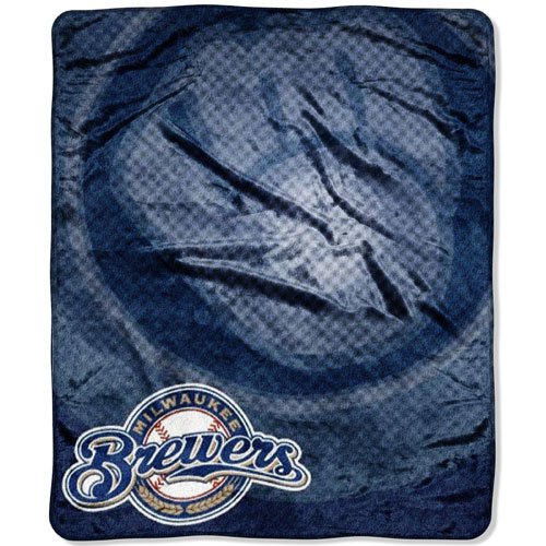MLB Milwaukee Brewers 50-Inch-by-60-Inch Raschel Plush Throw 