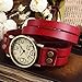 Ailisha Vintage Lady Women Korea Style Red Wrap Leather Strap Bracelet Bangle Watch WAA388