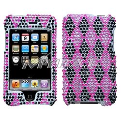Ipod Touch 2nd Gen & 3rd Gen Pink Black Rhombic Plaid Diamond Protector Cover