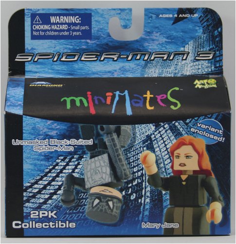  Spider-Man 3 Minimates 2Pk Collectible Figures - Unmasked Black-Suited Spider-Man VS. Mary Jane