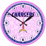NFL San Diego Chargers Round Clock "Pink Background"