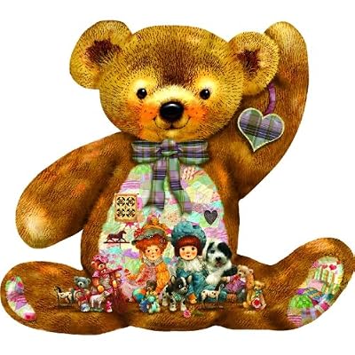 Quilted Teddy Shaped Jigsaw Puzzle by Giordano Studios 1000pc