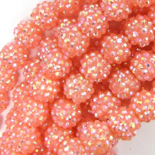 14 14mm resin acrylic rhinestone round bead finding pink