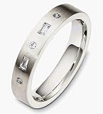 4mm 14 Karat White Gold Flat Style Diamond Wedding Band Ring