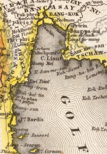 1844 LARGE HISTORIC THAILAND BURMA VIETNAM MAP