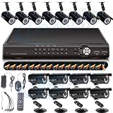 16 Channel CCTV Surveillance Security H.264 DVR + 16 Day Night Waterproof Indoor/Outdoor 36 IR Leds Video Cables + 16 60ft Video Power Combined Cables System - Internet Access, 3G Mobile Phone Smart Phone View! iPhone Blackberry, Andriod, Windows Compatiable!
