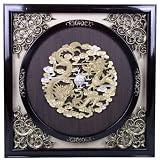 Antique Style Wall Frame Golden Double Dragons Design