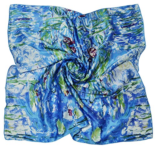 Van Gogh and Claude Monets Paintings, Square Elegant Luxury Fashion 100 Silk Scarf Premium Shawl Wrap Art
