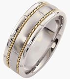 7.5mm 14 Karat Two-Tone Gold Rope Style Wedding Band