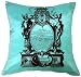 Artiwa Vintage Decorative Silk Pillow Cover Cyan Blue with Roman Style