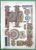 CELTIC Manuscript Illuminations Ornaments - COLOR Antique Print Lithograph Original