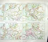 CHAMBERS ANTIQUE MAP c1906 EUROPE NAPOLEON EMPIRE ROMAN BRITAIN FRANCE