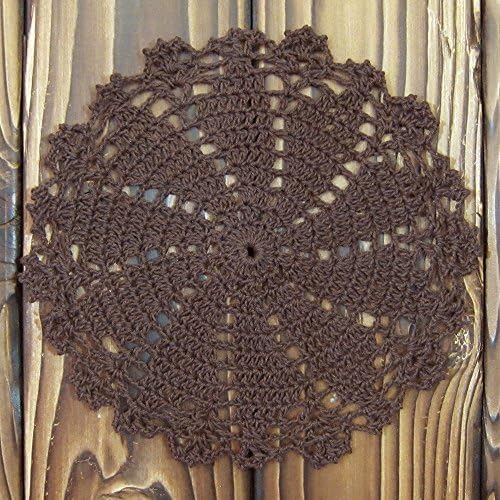 Homeaholic Cotton Handmade Crochet Lace Doilies Tablecloths Placemats, Mugs Glasses Coaster Set, Pack of 4, Blosssom #17 - 7.5'', Brown