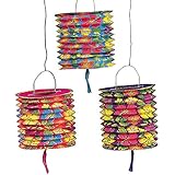 Fun Express - Set of 12 Paper Hawaiian Luau Hibiscus Lanterns