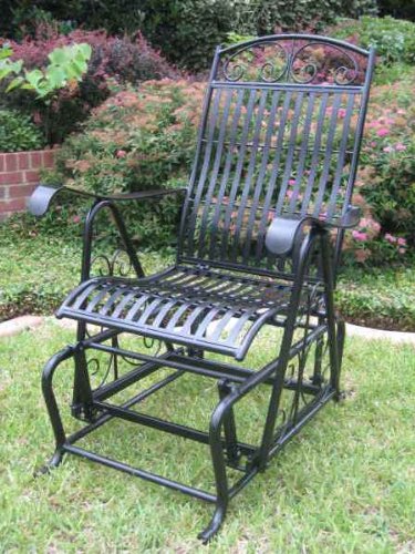 IRON PORCH GLIDER in BLACK with a SILVER SHEEN FINISH - PATIO FURNITURE