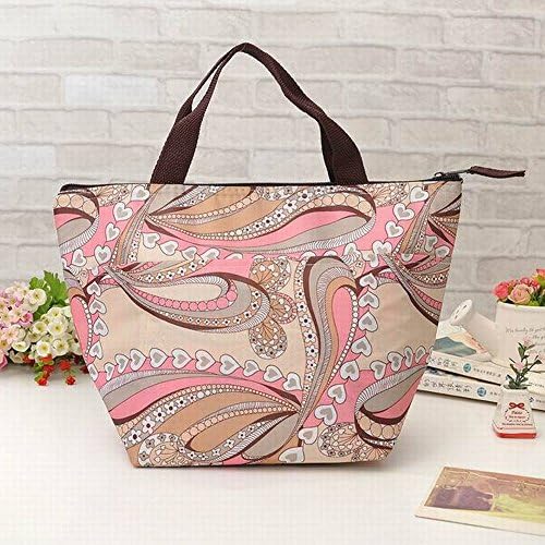 GRFOODS Waterproof Picnic Lunch Bag Tote Insulated Cooler Travel Zipper Organizer Box,flower