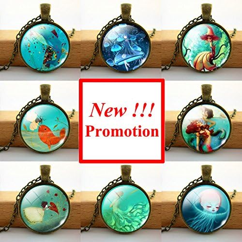 Pretty Lee 2015 New Fashion Vintage Fairy Marine Organisms Neckalce Classic Jellyfish Pendant Glass Cabochon Necklace