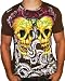 ED HARDY Christian Audigier Mens Punk Tattoo Skull Mohawks T-Shirt Tee Top Chocolate ...