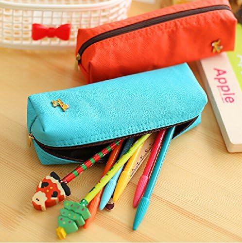 Large capacity PU pencil case Lovely fawn candy color pen bag Students stationery bags Makeup Bag----Red