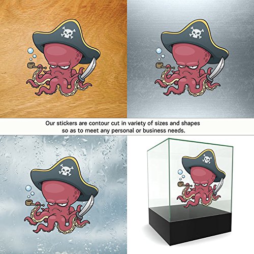 Decal Pirate Octopus With Pipe Car window jet ski hook dagger boat card (18 X 17,2 Inches) Fully Waterproof Printed vinyl sticker