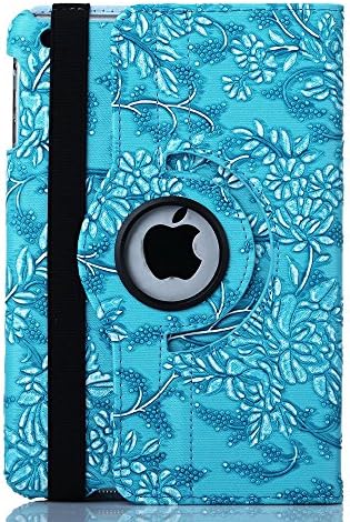 KK 100 iPad Mini / Mini Retina / Mini 3 Case (Released 2014)-360 Degree Rotating Stand Case Cover with Auto Sleep / Wake Feature ,For Apple iPad Mini Tablet (Blue grape pattern)