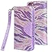 iPhone 6S Case, Style4U [Everlasting Shine] Zebra Design Premium PU Leather Stand Wallet Case with ID Credit Card / Cash Slots for Apple iPhone 6S / 6 + 1 Stylus and 1 Screen Protector [Purple Pink Zebra / Purple]