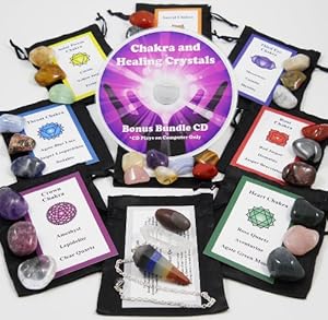 Ultimate 30 Stone Chakra Set with Crystal Healing Natural Mineral Tumbled Gemstones for All 7 Chakras. Includes 7 Stones Travel Set, Chakra Pendulum, Shiva Lingam, Clear Quartz Point, Satin Bags, Information Cards with Symbols and Bonus Cd. Uses: Metaphysical, New Age, Spiritual, Meditation, Wicca and Reiki.