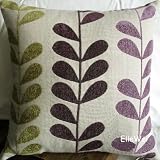 Decorative Green / Palevioletred Leaf Chenille Throw Pillow Cover (One Side)