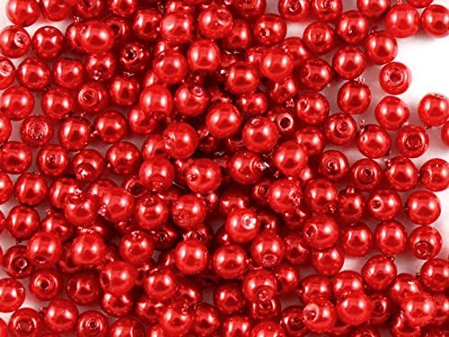 100pcs Czech Glass Beads with a Pearl Coating Estrela Round 4mm Red Pearl