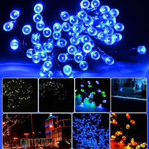 Lycheers®colour Solar Christmas String 17m 100 LED Solar Fairy String Lights for Outdoor, Gardens, Homes, Christmas Party, Waterproof (17M 100led, Blue)