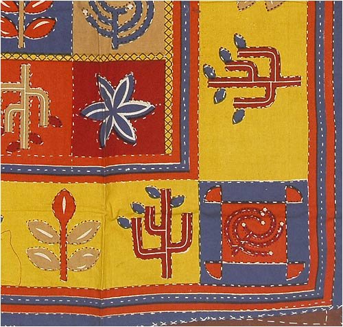 ShalinCraft Home Decor Accessories Double Layered Embroidered Cotton Bedspreads India Block Print Size Twin (bscov306)
