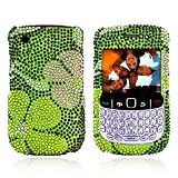 Blackberry Curve 8520 Bling Case Pink Flower Green TOOL