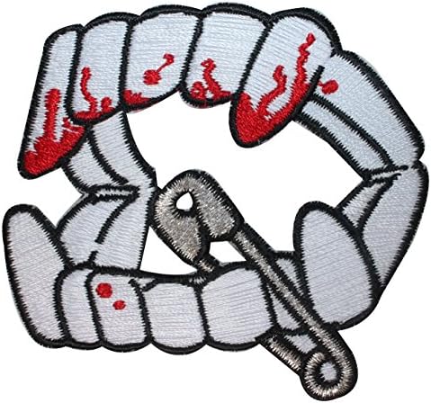 Bloody Vampire Teeth Fangs Horror Kreepsville Embroidered Iron On Applique Patch