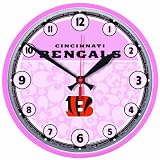 NFL Cincinnati Bengals Round Clock "Pink Background"