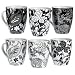 Set of Six Black & White Floral/Paisley China Mugs