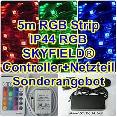 5m IP44 LED SMD RGB Streifen Strips Controller+ 24 Tasten Fernbedienung+ Netzteil