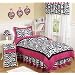 Hot Pink, Black & White Funky Zebra Childrens Bedding 4pc Twin Set