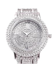 Ladies Watch (Factory Warranty) New Fashion Silver Crystal Women Ladies Bling Stainless Steel Quartz Wrist Watch