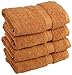 Superior Egyptian Cotton Pile Hand Towel Set of 4, Ultra Soft Luxury Towels, Thick Plush Essentials, Absorbent Heavyweight, Guest Bath, Hotel, Spa, Home Bathroom, Shower Basics, Rust