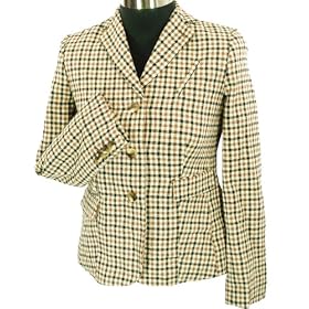 Liz Claiborne Blazer, Three Button Tartan Plaid