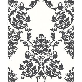 Graham and Brown 18126 Suzanne Wallpaper, White/Black