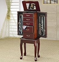 Jewelry Armoire Queen Anne Style Cherry Finish Jewelry Armoire Queen Anne Style Cherry Finish