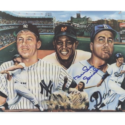 Duke Snider Autographed Brooklyn Dodgers (with Mantle & Mays) 8x10 Photo