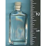 Clear, Triangle, Glass Bottles , , 34, ,Tiny, Bottles, with , , 34 , , Corks, ABOUT, 2.33"TALL x 1."ACROST BACK,x.88"ACROST the 2 SIDES each, x.80"DEEP, HOLDS, ABOUT .25oz., 7.39ml., of, FLUIDS, or, ITEMS,