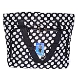 White Polka Dot on Black Beach Bag