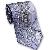 CIVITAS Map of Chicago - Men's Silk Necktie available in Blue / Light Blue, Gray / Gold.