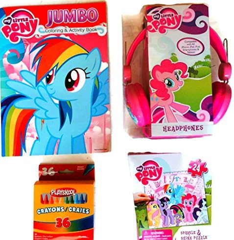 My Little Pony Headphone Gift Bundle of 4 Items- Includes Headphones, Coloring Book and Crayons and Puzzle
