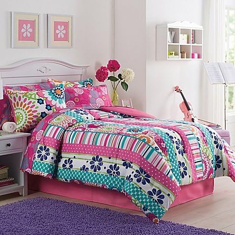Ronda Twin Comforter Set | Bring a fun and bright look to your little girl's bed