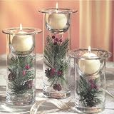 SET OF 3 HOLIDAY HURRICANE CANDLE